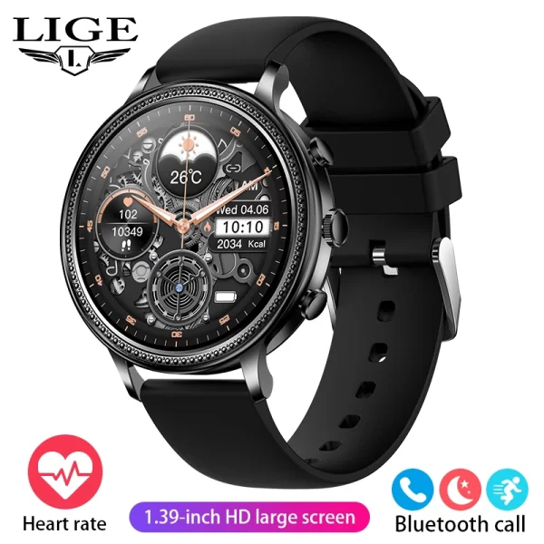 Relógios de pulso feminino, LIGE-Relógios inteligentes de luxo, chamada bluetooth, telefone conectado, monitor de saúde, smartwatch esportivo, presente. - Image 10