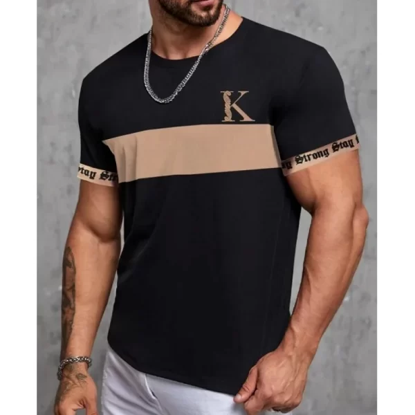 Camiseta K com impressão 3D de letras masculina, camiseta grande solta, manga curta casual diária, camiseta com design de rua, roupa simples - Image 19