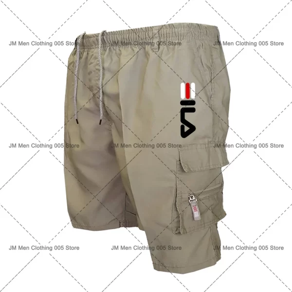 Bermuda/Calção de carga multi bolso masculino, estampa de marca, casual, esportiva, ao ar livre, calça de treino hip-hop masculina retrô, moda verão - Image 13