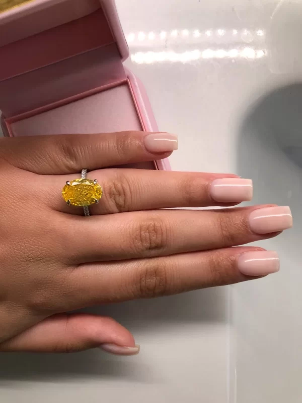 Anéis feminino 925 prata esterlina anel de diamante, topázio de laboratório 5ct, banda elegante anéis noivado - Image 3
