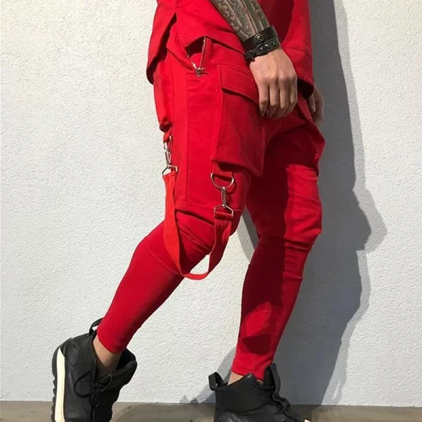Calça esportiva masculina de corrida, bolsos com remendo com renda, calça justa, calça casual de corrida, streetwear primavera, moda - Image 7