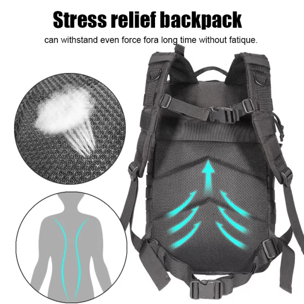 Mochila tática militar para homens, grande capacidade, de nylon impermeável, sacos de caça e acampamento, de pesca, 48 L, 25L - Image 4