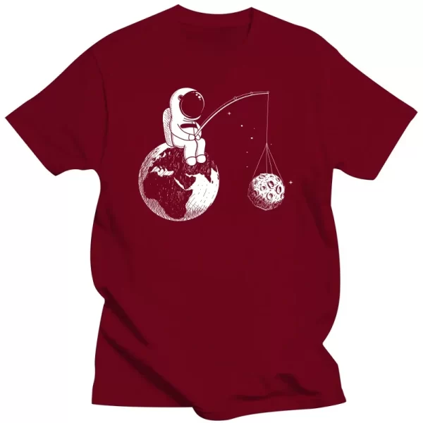 Camisetas masculina de Astronauta com impressão, 100% Algodão, Solto, Design Engraçado, Alta Qualidade, Cool Tops - Image 6