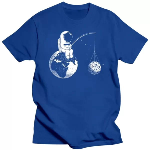 Camisetas masculina de Astronauta com impressão, 100% Algodão, Solto, Design Engraçado, Alta Qualidade, Cool Tops - Image 7