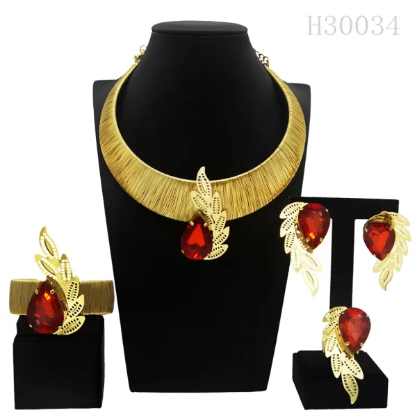 Conjunto de jóias feminino, SYHOL, strass colorido, colar banhado a ouro, gargantilha clássica, banquete de casamento original, 24K - Image 9