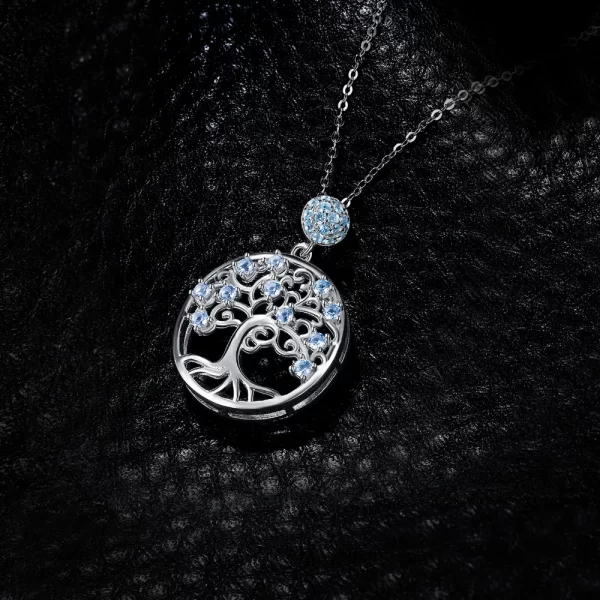 Colar pingente, JewelryPalace-Criado Azul Spinter, Declaração de Moda Gemstone Gargantilha sem Corrente, 925 Sterling Silver, Life Tree - Image 4