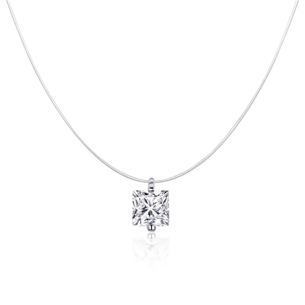 Colar feminino Simples, bisaer  925 prata esterlina cúbico zircão linha de pesca colar de corrente, colares para jóias ecn332 - Image 9
