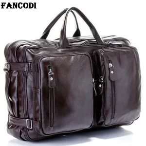 Bolsa de viagem de couro genuíno, masculina, bolsa de viagem grande multifuncional de couro, sacola de bagagem para viagem, de fim de semana