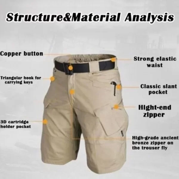 Bermuda masculina, alta qualidade, magro-ajuste estilo militar tático shorts de carga à prova dmultiágua, de treinamento multipocket, sexy, casuais. - Image 6