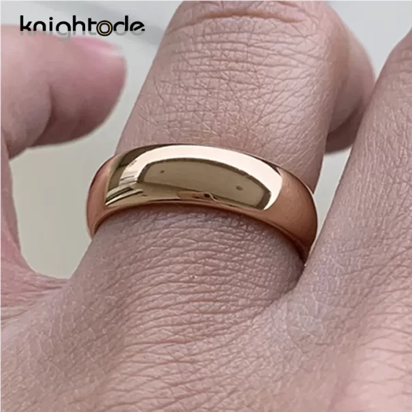 Anel De Casamento De Tungstênio Clássico, unissex, Cúpula De Banda De Noivado De Carboneto, Acabamento Polido, Cor De Ouro Rosa, Largura 8mm, 6mm - Image 5