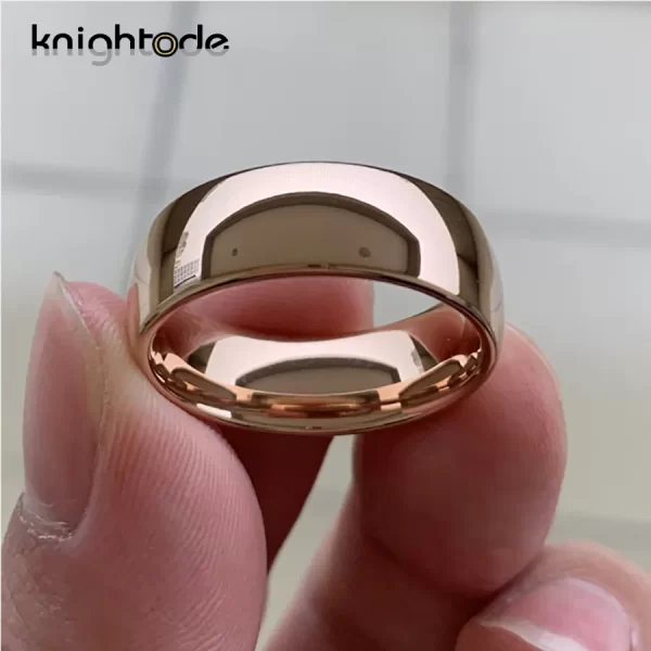 Anel De Casamento De Tungstênio Clássico, unissex, Cúpula De Banda De Noivado De Carboneto, Acabamento Polido, Cor De Ouro Rosa, Largura 8mm, 6mm - Image 2