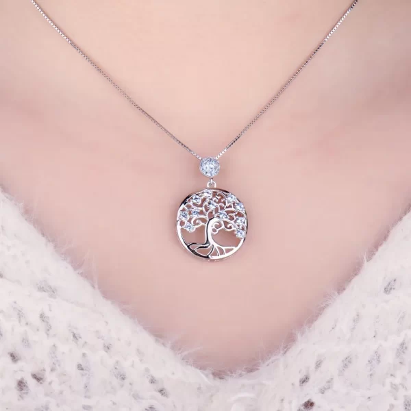 Colar pingente, JewelryPalace-Criado Azul Spinter, Declaração de Moda Gemstone Gargantilha sem Corrente, 925 Sterling Silver, Life Tree - Image 3
