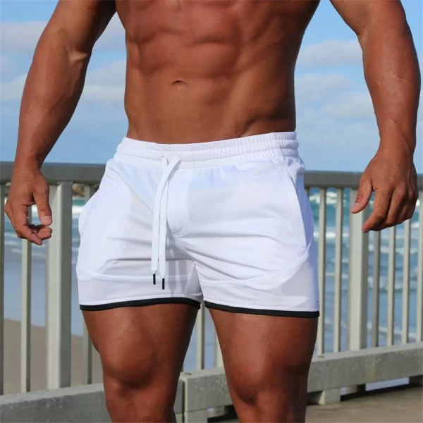 Shorts/Calções masculino esportivos de praia fitness, ginástica de verão, calções de malha respirável, roupa esportiva de secagem rápida, jogger, calças curtas - Image 3