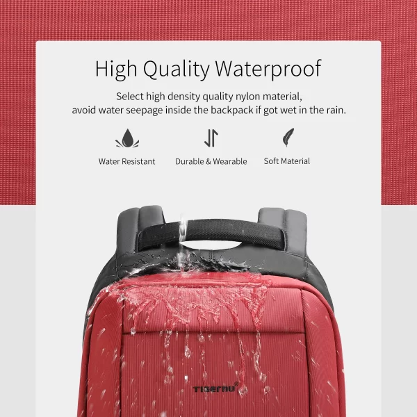 Mochila feminina impermeável, Tigernu, anti-roubo USB, bolsa para laptop, moda viagem e bolsa escolar, 15.6" - Image 3
