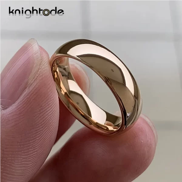 Anel De Casamento De Tungstênio Clássico, unissex, Cúpula De Banda De Noivado De Carboneto, Acabamento Polido, Cor De Ouro Rosa, Largura 8mm, 6mm - Image 4