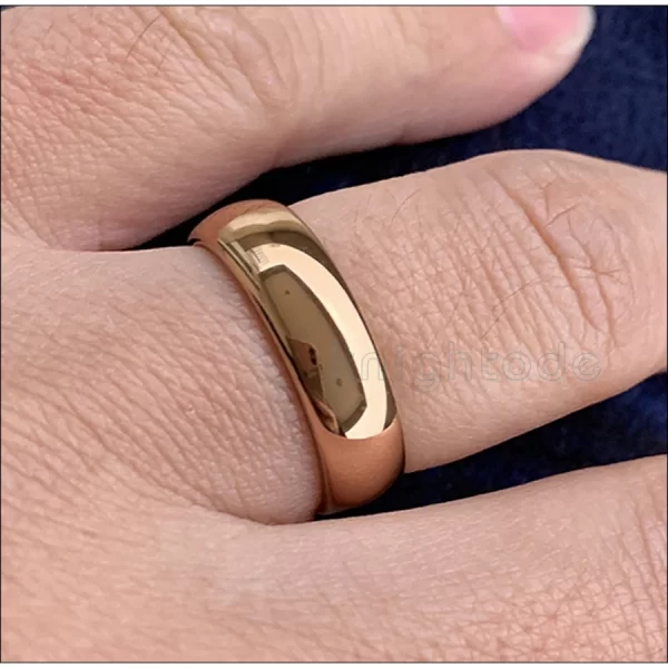 Anel De Casamento De Tungstênio Clássico, unissex, Cúpula De Banda De Noivado De Carboneto, Acabamento Polido, Cor De Ouro Rosa, Largura 8mm, 6mm - Image 6