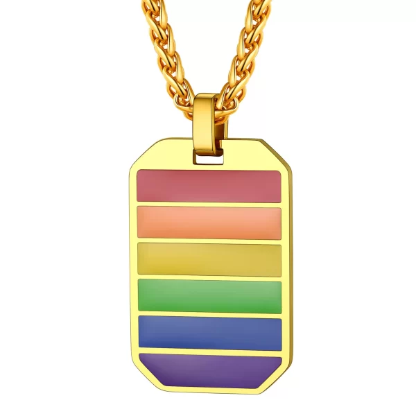 Colar LGBTQIA+, de aço inoxidável arco-íris, lgbt gay orgulho cão tag igual jóias presente lésbica bissexual cp488 - Image 2