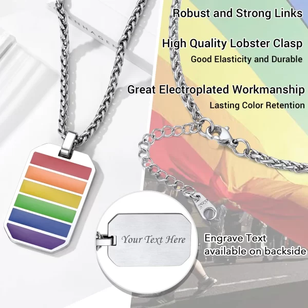 Colar LGBTQIA+, de aço inoxidável arco-íris, lgbt gay orgulho cão tag igual jóias presente lésbica bissexual cp488 - Image 5