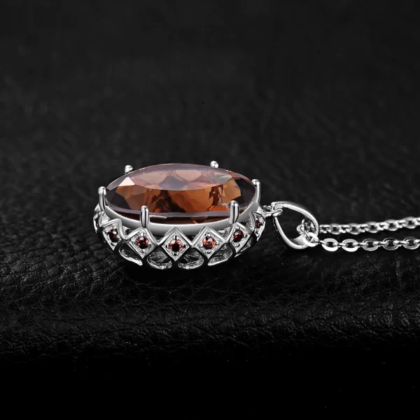Colar de pingente feminino, JewelryPalace-925 Sterling, De Prata, Enorme 8CT, Natural Smoky Quartz, Sem Corrente - Image 4