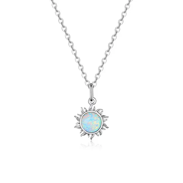 Colar feminino, Bamoer 925 prata esterlina branco opala colar de pingente de sol apollo cadeia colares,  presente, jóias 17.71'' - Image 7