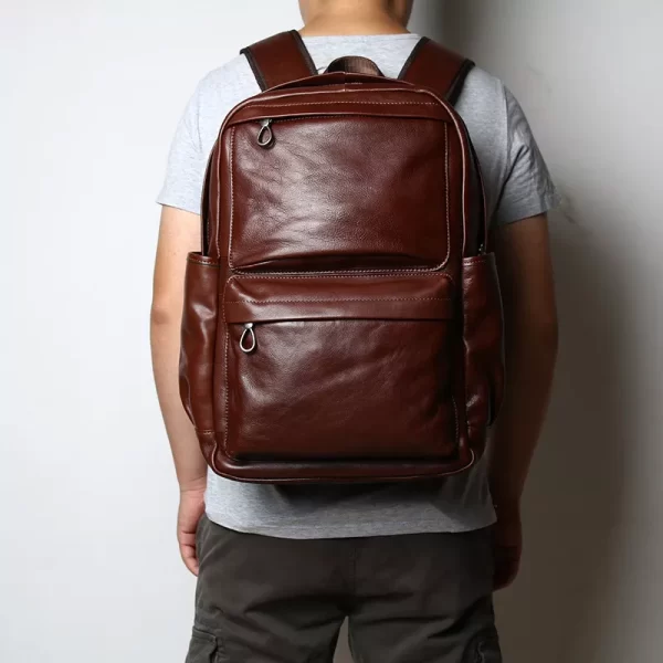 Mochila de couro masculina,  NZPI, saco de viagem de moda europeia e americana cabeça do vintage primeira camada de couro, de lazer. - Image 3