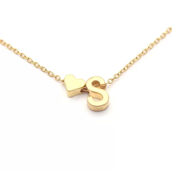 Colar feminino, JUCHAO- Inicial minúsculo coração, cor dourada e prata, nome gargantilha, pingente delicadinho, presente de joias, moda - Image 2