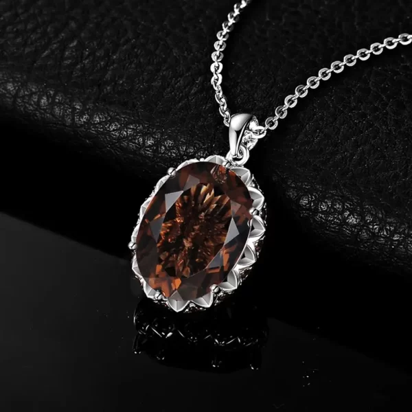 Colar de pingente feminino, JewelryPalace-925 Sterling, De Prata, Enorme 8CT, Natural Smoky Quartz, Sem Corrente - Image 2