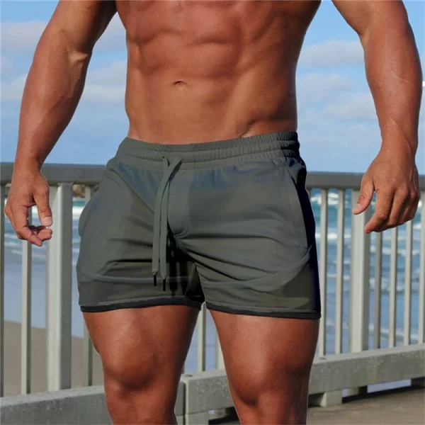 Shorts/Calções masculino esportivos de praia fitness, ginástica de verão, calções de malha respirável, roupa esportiva de secagem rápida, jogger, calças curtas - Image 9