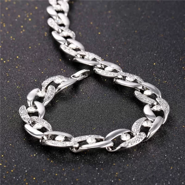 Colar/gargantilha unissex, ChainsPro Cristal, Jóias Ouro/Cor Prata Strass Chunky Colar Grande N102 - Image 4