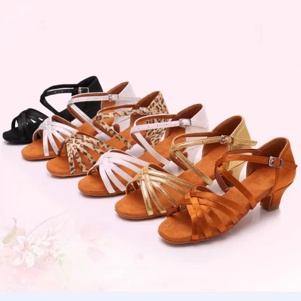 Sapatos de Dança de Salão feminino, Salto Baixo, de Dança Latina, de Dança Profissional, 17-26cm - Image 6