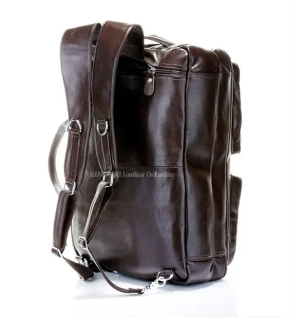 Bolsa de viagem de couro genuíno, masculina, bolsa de viagem grande multifuncional de couro, sacola de bagagem para viagem, de fim de semana - Image 4