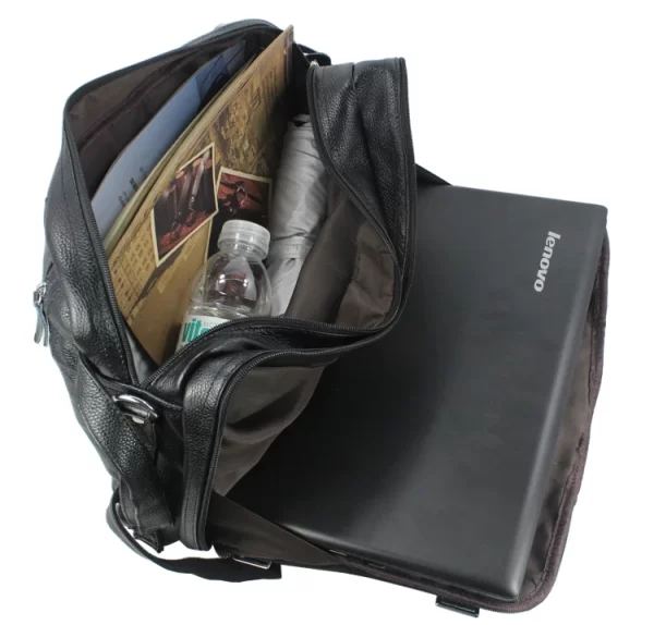 Bolsa de viagem de couro genuíno, masculina, bolsa de viagem grande multifuncional de couro, sacola de bagagem para viagem, de fim de semana - Image 6