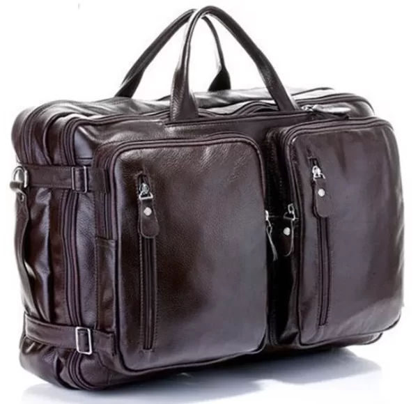 Bolsa de viagem de couro genuíno, masculina, bolsa de viagem grande multifuncional de couro, sacola de bagagem para viagem, de fim de semana - Image 10