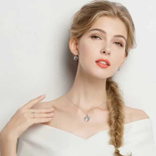 Colar feminino, BAMOER-925 Sterling Silver Colar Árvore da Vida, colares pingentes da árvore da sorte banhados a ouro 14k, joias. - Image 3