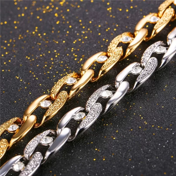 Colar/gargantilha unissex, ChainsPro Cristal, Jóias Ouro/Cor Prata Strass Chunky Colar Grande N102 - Image 3