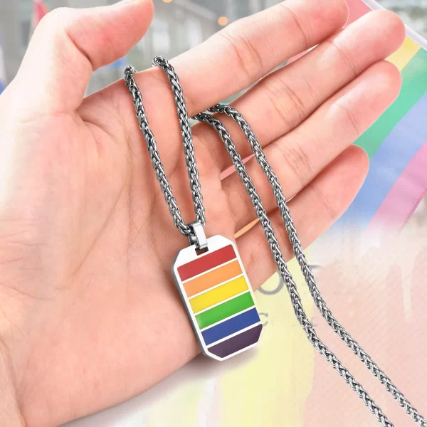 Colar LGBTQIA+, de aço inoxidável arco-íris, lgbt gay orgulho cão tag igual jóias presente lésbica bissexual cp488 - Image 4