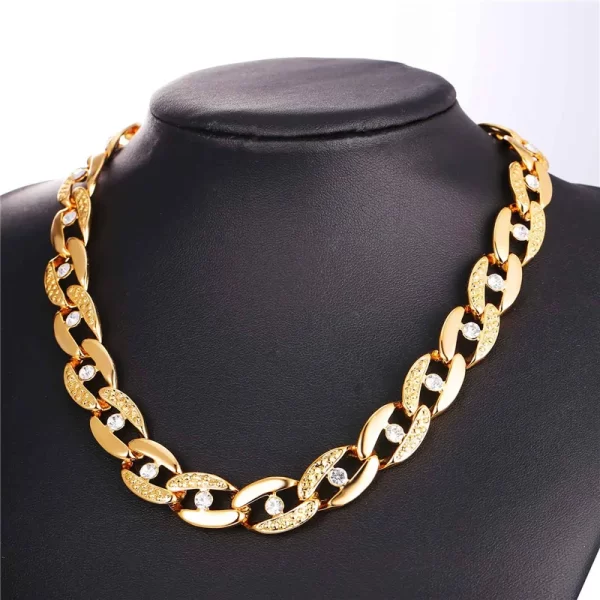 Colar/gargantilha unissex, ChainsPro Cristal, Jóias Ouro/Cor Prata Strass Chunky Colar Grande N102 - Image 2