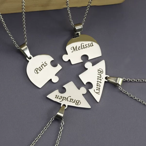 Colar com nomes personalizados, Pingente De Coração Intrigado, Colar Gravado, Enviar Via Chat - Image 3