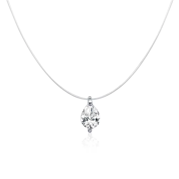 Colar feminino Simples, bisaer  925 prata esterlina cúbico zircão linha de pesca colar de corrente, colares para jóias ecn332 - Image 8