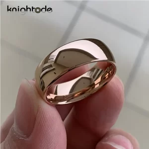 Anel De Casamento De Tungstênio Clássico, unissex, Cúpula De Banda De Noivado De Carboneto, Acabamento Polido, Cor De Ouro Rosa, Largura 8mm, 6mm