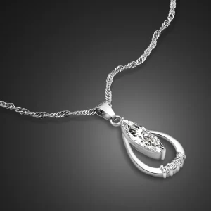 Colar de pingente feminino, gota Vintage, 100% 925 Sterling Silver, Corrente de Onda de Água, Fashion Gargantilha, Joalheria Fina, Novo