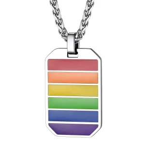 Colar LGBTQIA+, de aço inoxidável arco-íris, lgbt gay orgulho cão tag igual jóias presente lésbica bissexual cp488