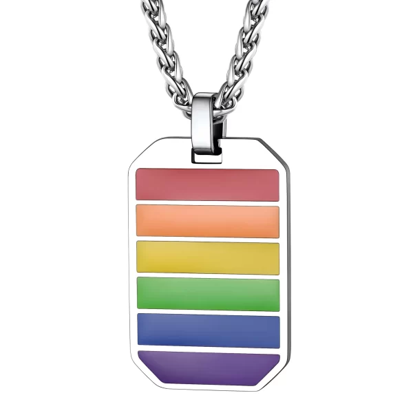 Colar LGBTQIA+, de aço inoxidável arco-íris, lgbt gay orgulho cão tag igual jóias presente lésbica bissexual cp488