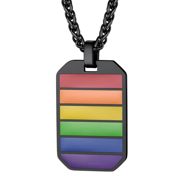 Colar LGBTQIA+, de aço inoxidável arco-íris, lgbt gay orgulho cão tag igual jóias presente lésbica bissexual cp488 - Image 3