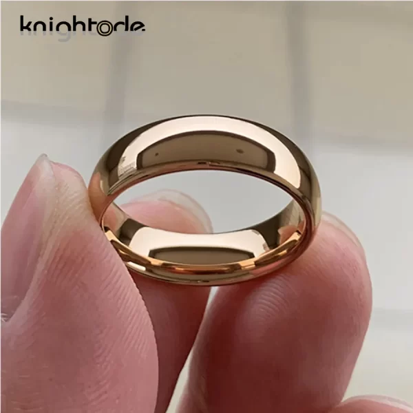 Anel De Casamento De Tungstênio Clássico, unissex, Cúpula De Banda De Noivado De Carboneto, Acabamento Polido, Cor De Ouro Rosa, Largura 8mm, 6mm - Image 7