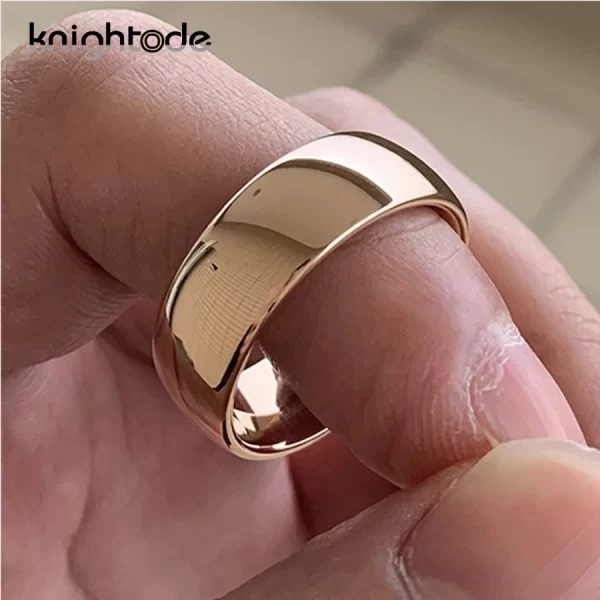 Anel De Casamento De Tungstênio Clássico, unissex, Cúpula De Banda De Noivado De Carboneto, Acabamento Polido, Cor De Ouro Rosa, Largura 8mm, 6mm - Image 3