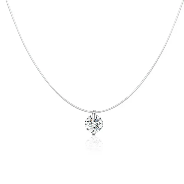 Colar feminino Simples, bisaer  925 prata esterlina cúbico zircão linha de pesca colar de corrente, colares para jóias ecn332 - Image 7