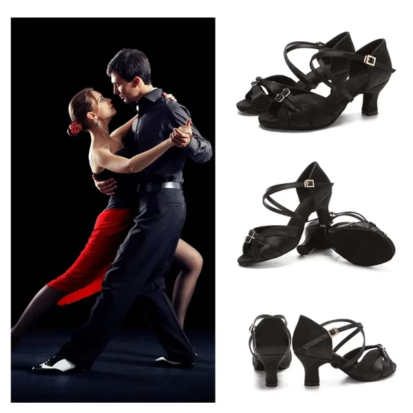 Sapato de dança latina feminino, Swdzm, de salão de baile, de pole dance modernos salsa tango, latinos ajustáveis de salto alto. - Image 6