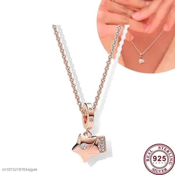 Colar da sorte de prata feminino, 925, Estrela Guardiã, Original, Requintado, Coelho Logotipo, Noivado, Jóias DIY, Luxo. - Image 15