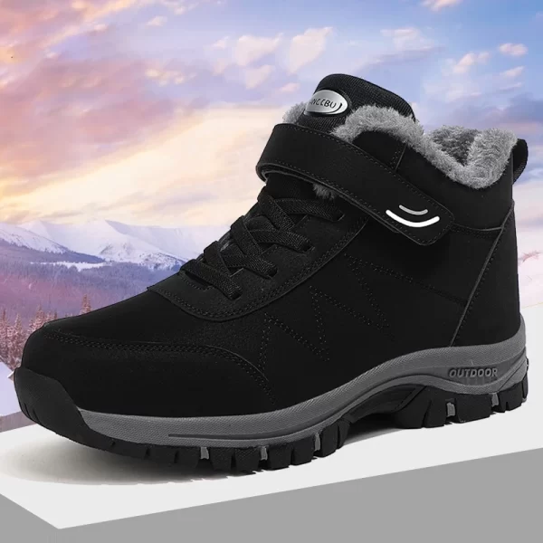 Tênis de couro impermeáveis unissex, botas antiderrapantes, botas de neve unissex quentes, luxuoso, ao ar livre, inverno, novo. - Image 2